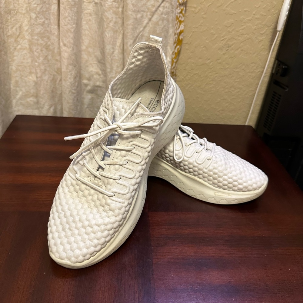 Ecco Therap Shoes Size 9-9.5 EU 40 White Leather Lace Up Casual Comfort